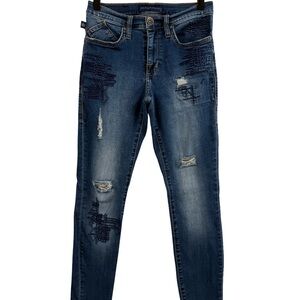 Rock & Republic Indigo Skinny Jeans with Ripped Accents